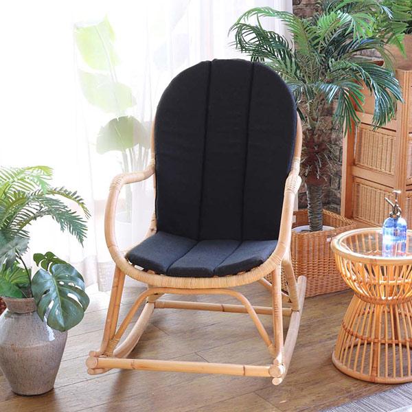 籐 ロッキングチェア クッション付 ラタン製 座面高40cm