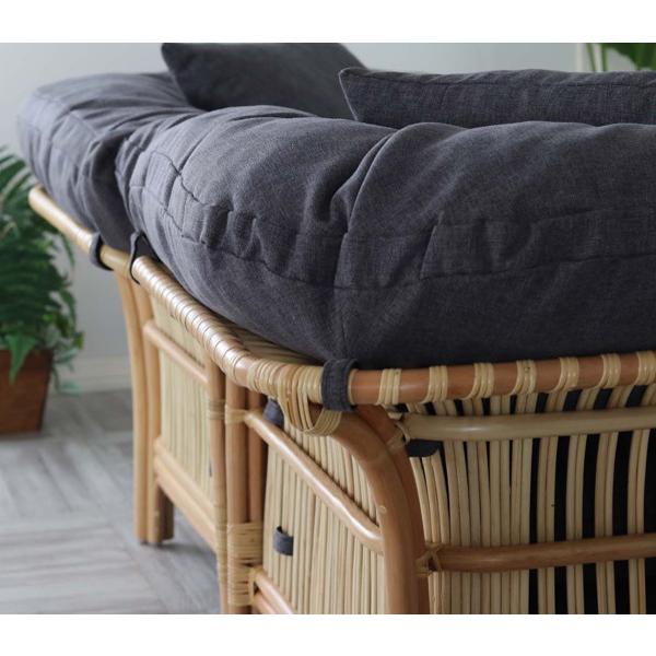 籐 コーナーソファ クッション付 ラタン製 Breeze 幅89cm （ ソファ
