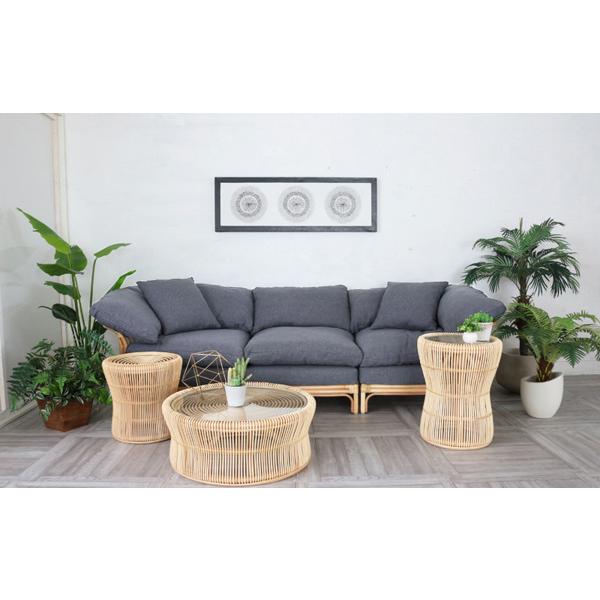 籐 コーナーソファ クッション付 ラタン製 Breeze 幅89cm （ ソファ