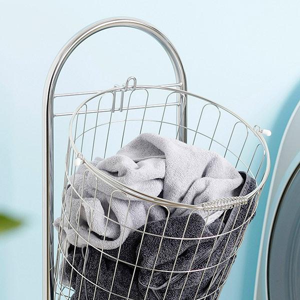 洗濯かご2段 ステンレス製洗濯かご 洗濯 バスケット （ ラック ワゴン
