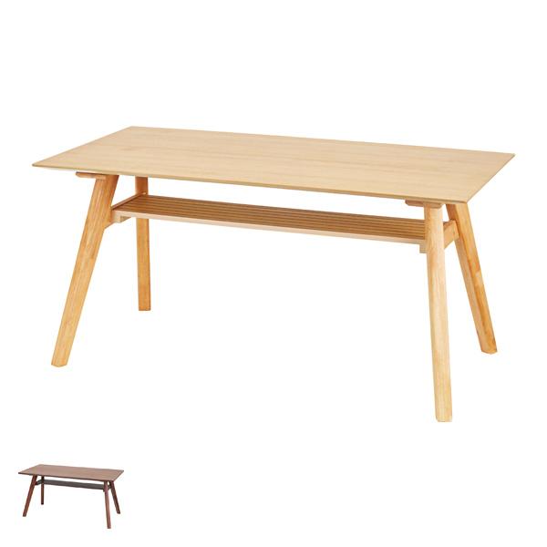 ダイニングテーブル 幅150cm テーブル 木製 天然木 机 つくえ 収納 ラック 食卓 アジャスター付き （ 食卓テーブル 木製テーブル 4人掛け 150 ）のサムネイル