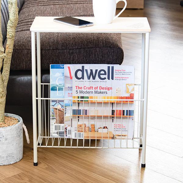 東谷 サイドテーブル 高さ50cm マガジンラック 木製 スチール ラック