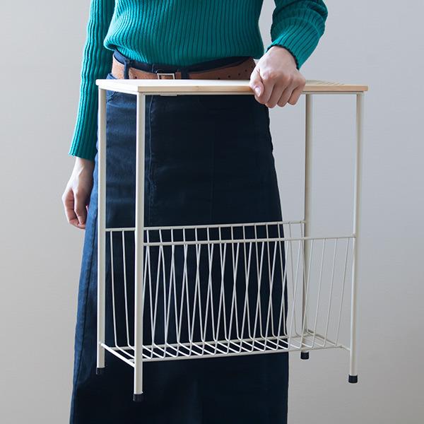 東谷 サイドテーブル 高さ50cm マガジンラック 木製 スチール ラック