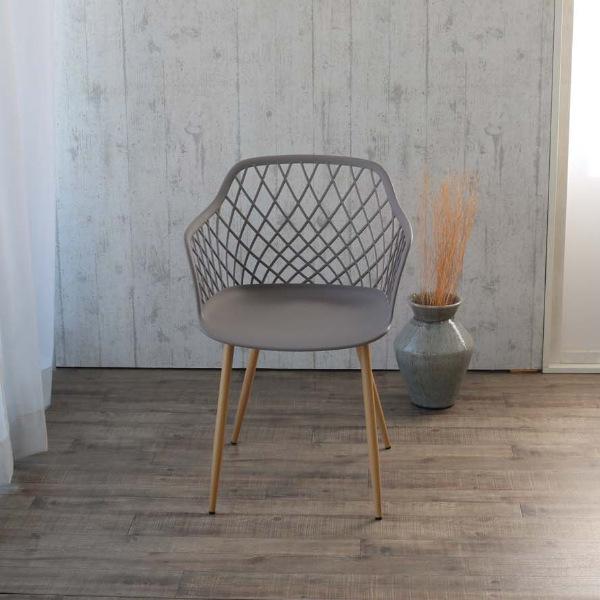 アームチェア 4脚セット スチール脚 メッシュバックチェア リ