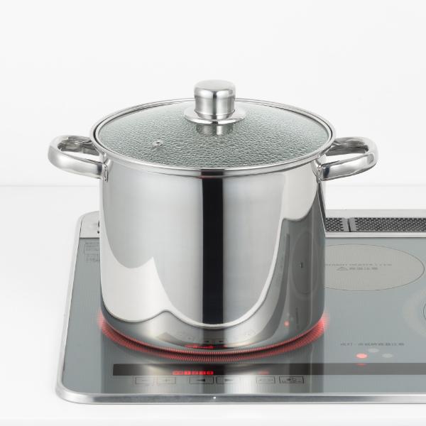 ヨシカワ パスタポット 22cm 7.3L ステンレス製 ガラス蓋付き