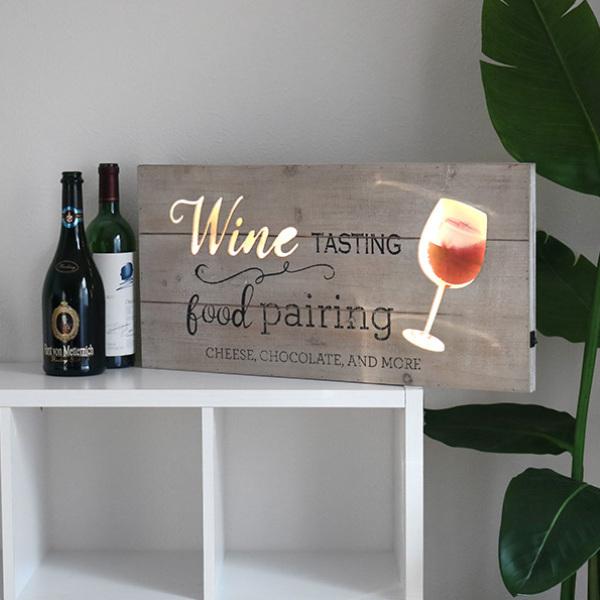 照明 ウェルカムボード LED サインボード 木製 ワイン （ メッセージ