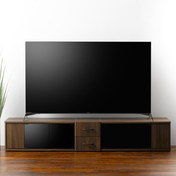 テレビ台 ローボード ウォールナット調 ブラックガラス Nect 約幅188cm