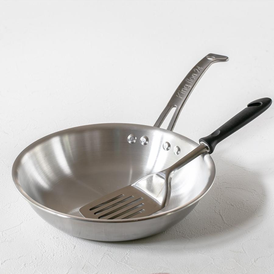 フライパン 30cm IH対応 浅型 ステンレス製 キングフロン ノーメイク