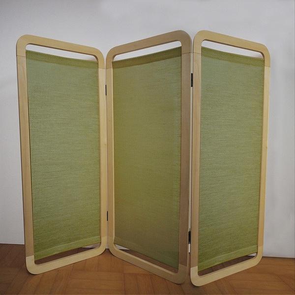 パーテーション 3連 衝立 スマホ型 すだれ 麻 天然木 日本製 （ パーティション 目隠し ついたて 仕切り 和風 木製 ） 3連