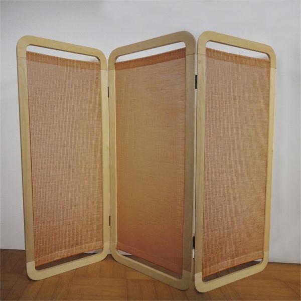 パーテーション 3連 衝立 スマホ型 すだれ 麻 天然木 日本製 （ パーティション 目隠し ついたて 仕切り 和風 木製 ） 3連