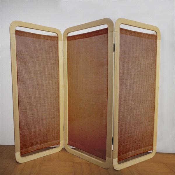 パーテーション 3連 衝立 スマホ型 すだれ 麻 天然木 日本製 （ パーティション 目隠し ついたて 仕切り 和風 木製 ） 3連