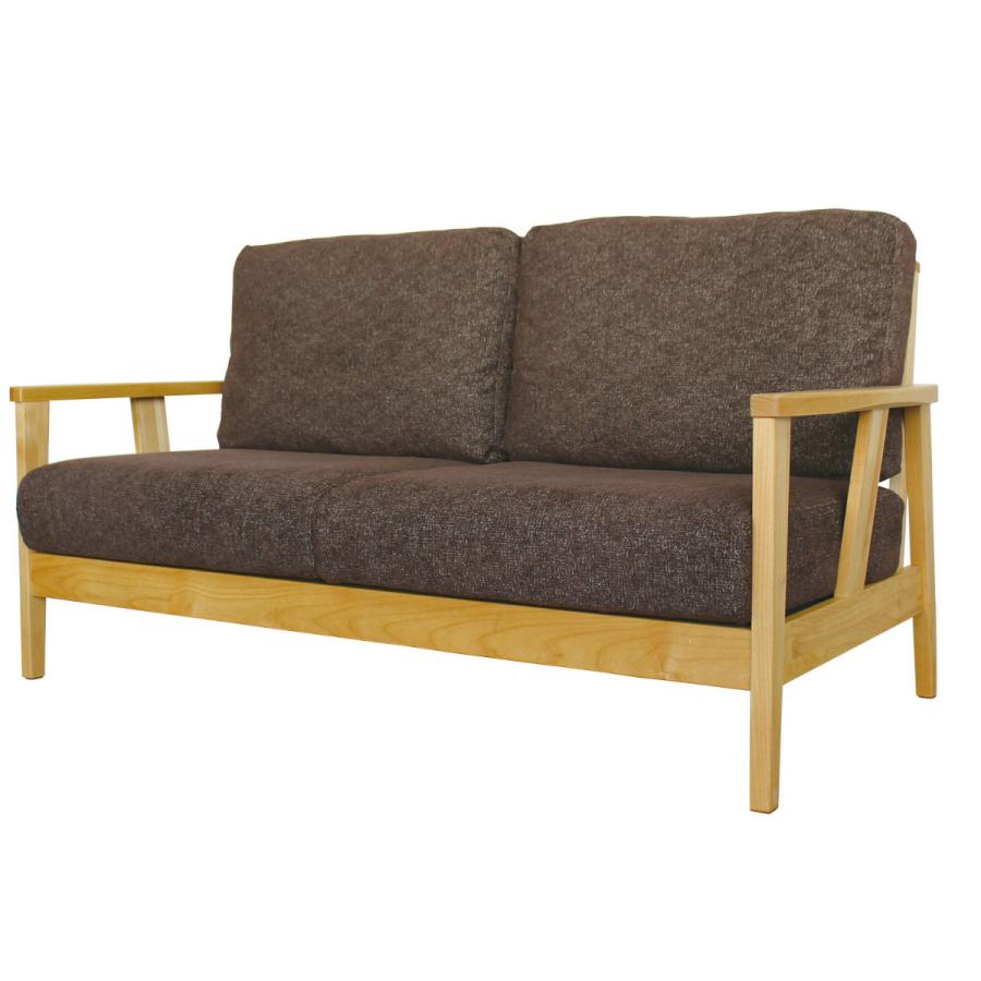 【なおこ】木製フレーム2人掛けソファ ソファ 2人掛け 2.5人掛け 幅155cm 布張り ナチュラル色フレーム