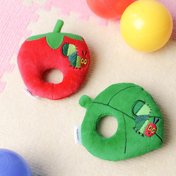 ガラガラ はらぺこあおむし 葉っぱ 苺 ラトル おもちゃ 玩具 赤ちゃん ベビーラトル 最愛 にぎにぎ ファーストトイ ベビー用品 キャラクター 鈴入り がらがら