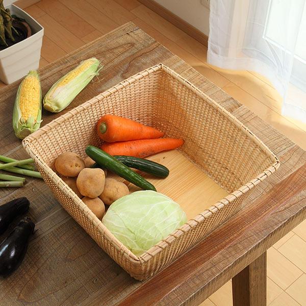 ちどり産業 バスケット 幅38.5×奥行38.5×高さ17.5cm 籐 ラタン