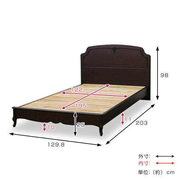 セミダブルベッド クラシック調 猫脚 フルール 約幅130cm （ 開