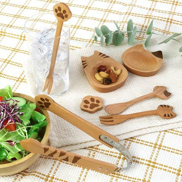 スプーン 13cm Mio ネコ カトラリー 食器 天然木 ビーチ （ ティー