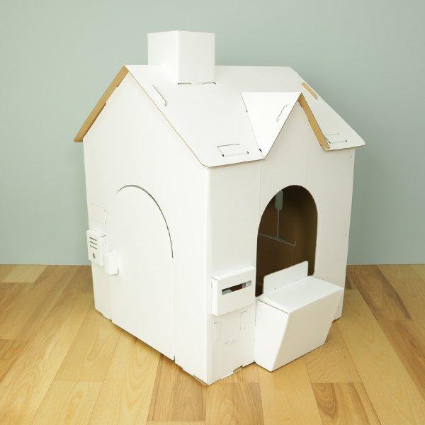 ダンボール 家 ハウス ダンボールハウス 白 組立 秘密基地 おもちゃ こども 段ボール 工作 プレイハウス プレイ