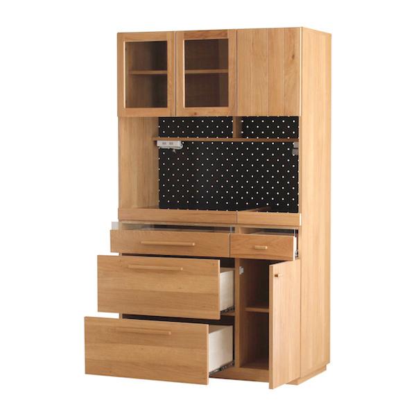 東馬（Tohma） 食器棚 北欧風 キッチンボード オーク材 幅105cm