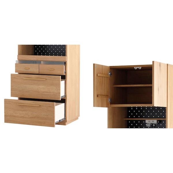 東馬（Tohma） 食器棚 北欧風 キッチンボード オーク材 幅70cm