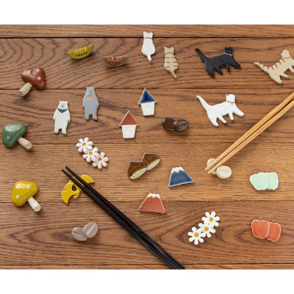 栗型陶器置物 4個セット 箸置き 6cm くり 栗 陶器 日本製 （ 箸置 カトラリーレスト 陶器製