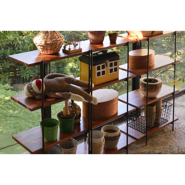 東谷 オープンシェルフ 4段ワイド 天然木棚板 エスニック調