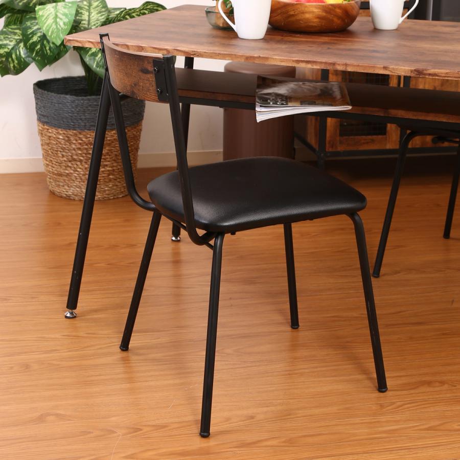 シンプルデザイン デスクチェア2脚セット ステインシリーズ