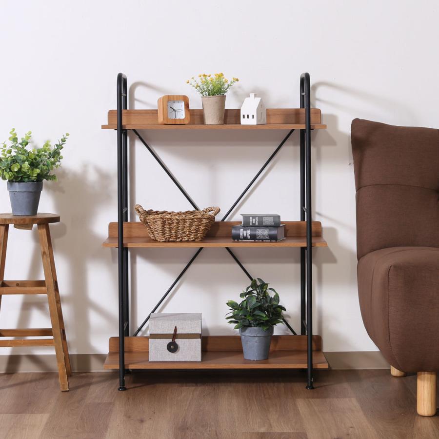 不二貿易 オープンシェルフ 幅71cm 3段 ブルックリン調 スチールラック