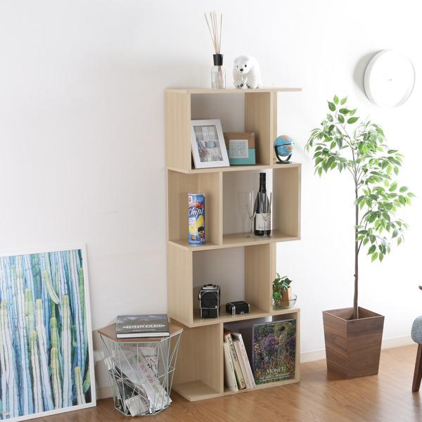 縦横可能 S型ディスプレイラック/収納棚 4段 ミディアムブラウン