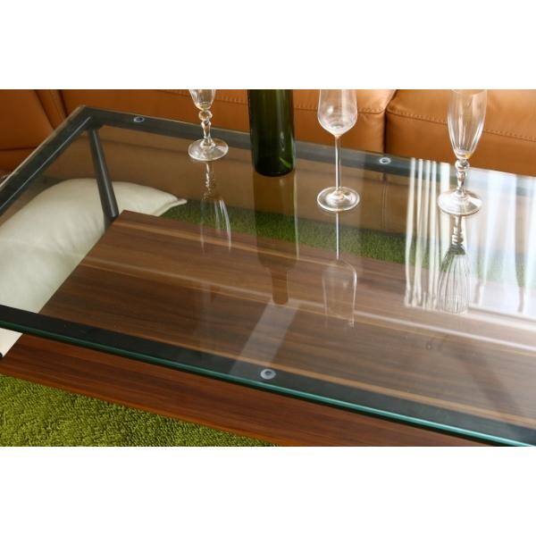 ガラステーブル 幅120cm ガラス テーブル スチール 収納 ラック 強化 
