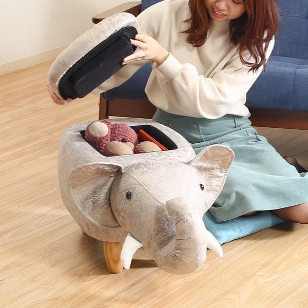不二貿易（Fuji Boeki） アニマルスツール ゾウ 収納 スツール 動物