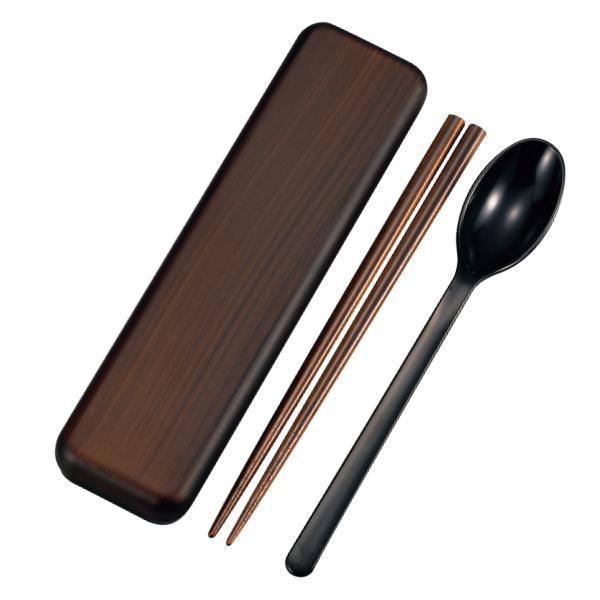 コンビセット 箸 スプーン 18cm 木目塗 箸箱 栃木目 （ 箸＆スプーン