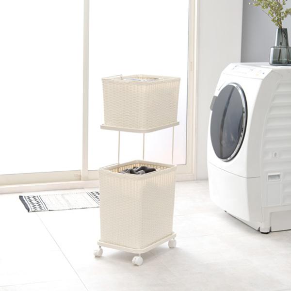 ランドリーラック 2段 ランドリーワゴン ランドリーバスケット
