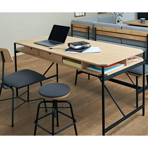 【東京都23区内は送料無料】140cm ダイニングテーブル　リビング　デスク　机 弘益 ダイニングデスク グラム 幅140cm 木製 天然木 突板 引き出し