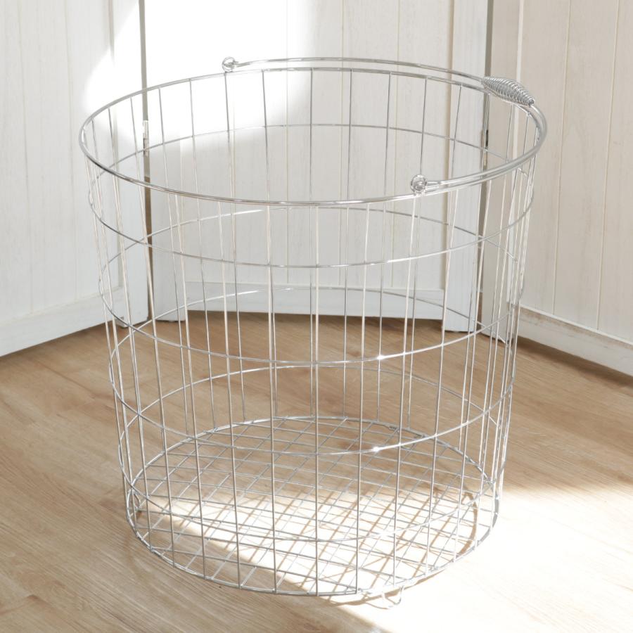 丸かご   60個セット ちどり産業 ランドリーバスケット 丸型 60L ワイヤーバスケット
