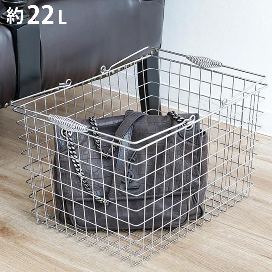 ちどり産業 ランドリーバスケット 角型 22L ワイヤーバスケット