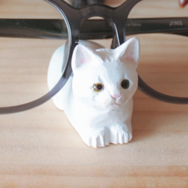 眼鏡スタンド ネコ 木製 インテリア 小物 （ メガネスタンド めがね