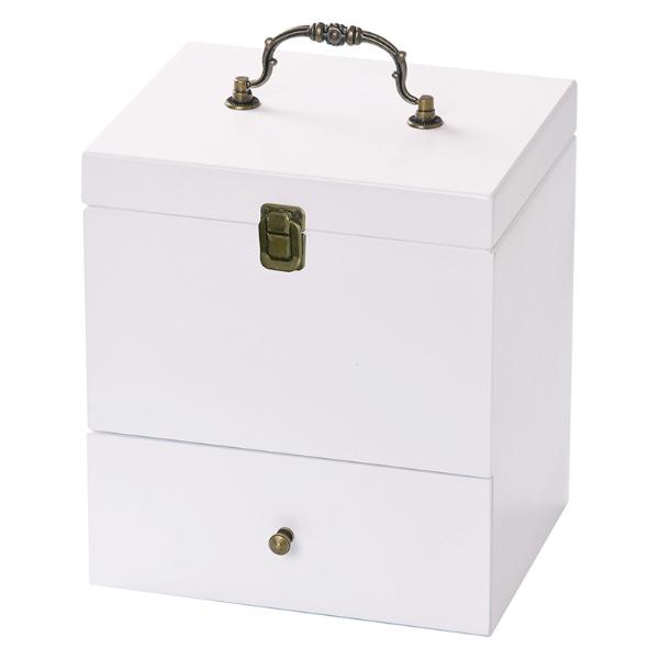 コスメボックス 鏡付き ミア 大容量 木製 （ メイクボックス 化粧品