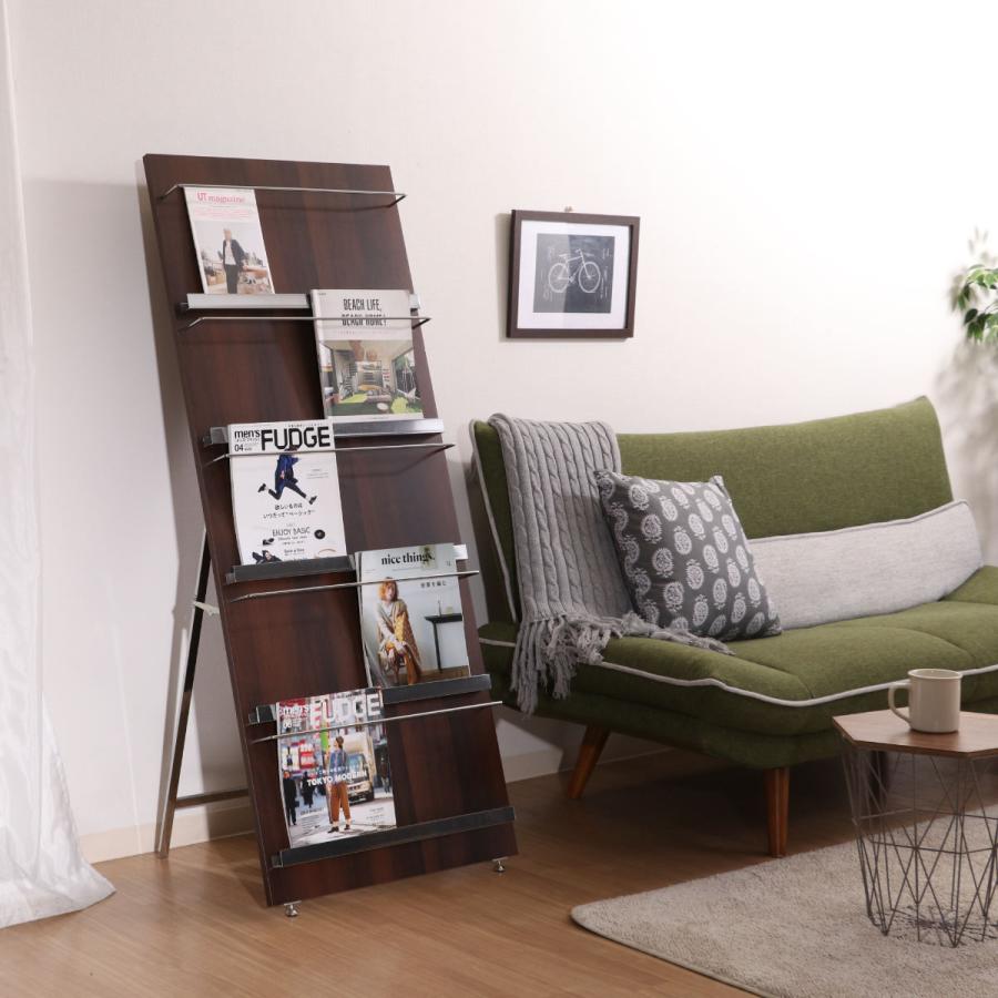 不二貿易 マガジンラック 幅58cm 5段 ワイド 木目調 折りたたみ式