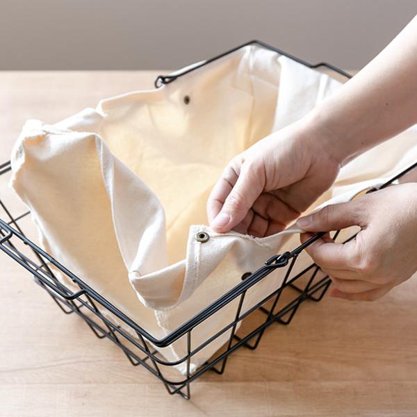 HABITER ワイヤーバスケット M 幅39×奥行27×高さ18cm ファブリック