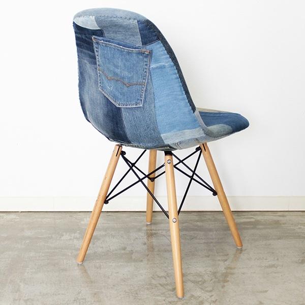 東馬（Tohma） チェア 座面高44cm デニム パッチワーク 木製 イームズ