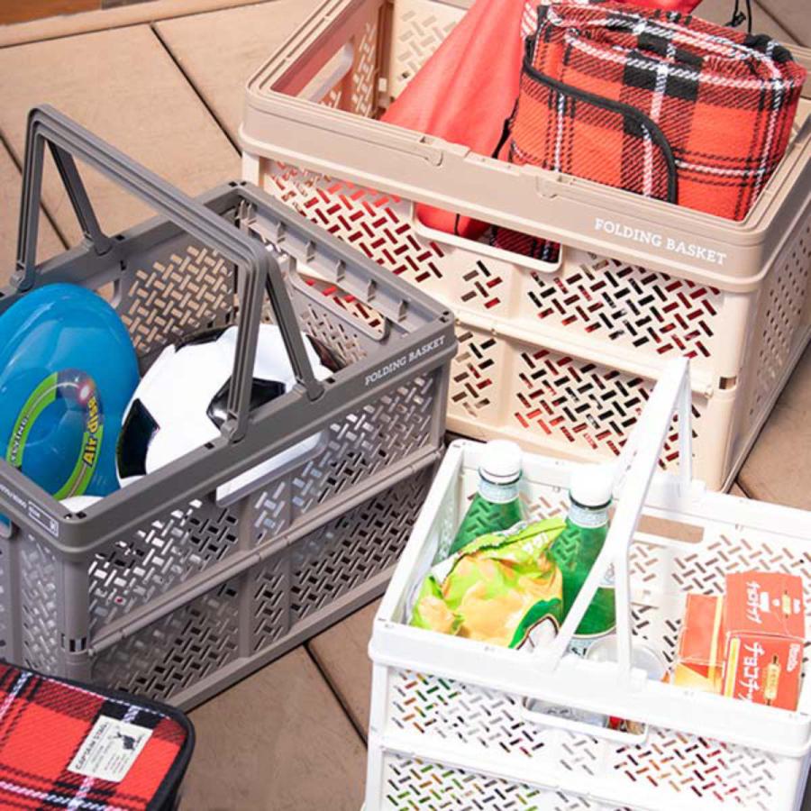 天馬 収納ボックス 幅46×奥行31×高さ28cm 折りたたみ カゴ