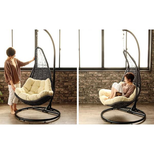 ハンギングチェアしずく型 1人掛けスタンド ハンモック クッション付 在庫あり】ハンギングチェア しずく型 ティアドロップ型 ゆりかご 1人
