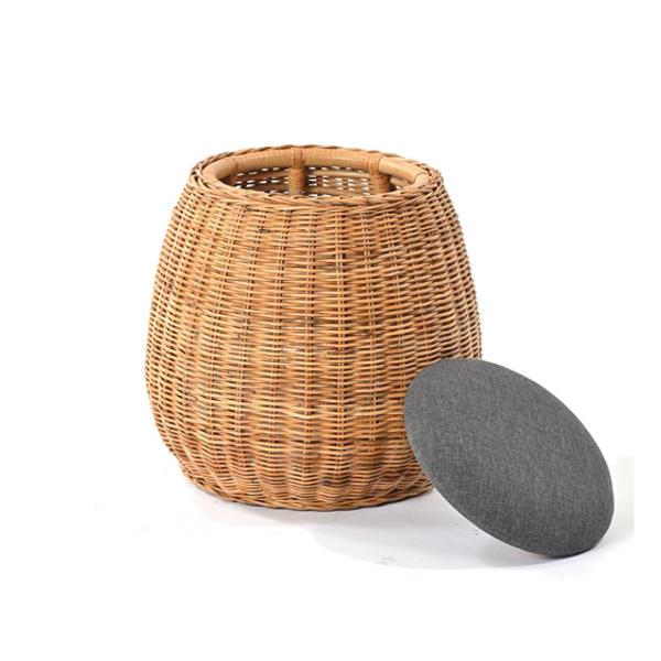 籐 収納スツール クッション座面 アジアン家具 座面高44cm