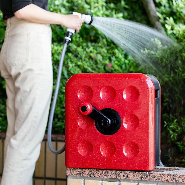 ホース ホースリール 20m 散水ホース カバー付き スリム S-BOXリール