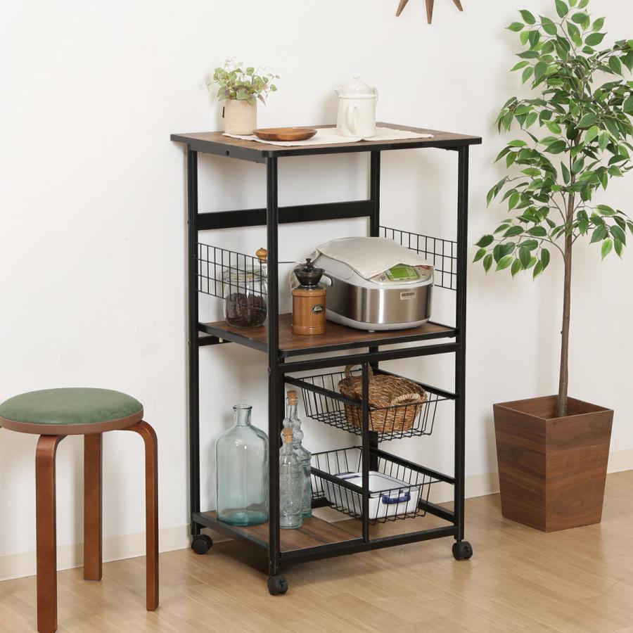 不二貿易（Fuji Boeki） レンジ台 幅60cm スチールフレーム スライド棚