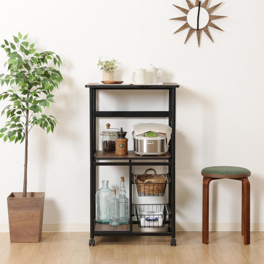 不二貿易（Fuji Boeki） レンジ台 幅60cm スチールフレーム スライド棚