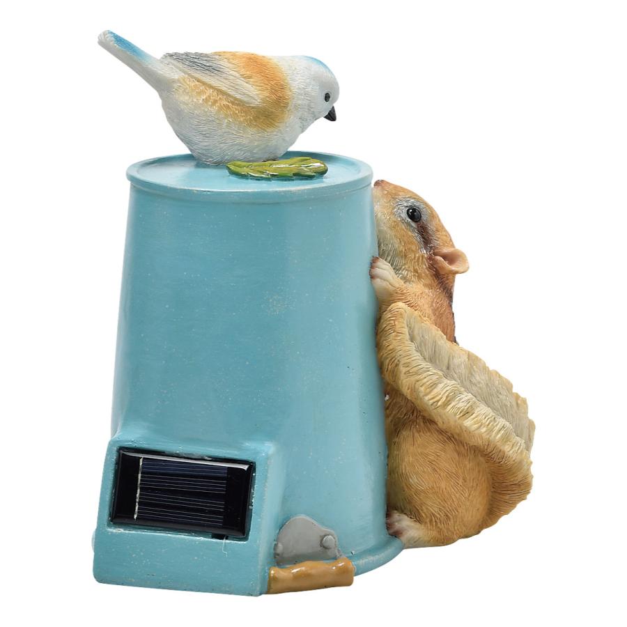 ガーデンオーナメント りすとバケツ ソーラーオーナメント 光センサー