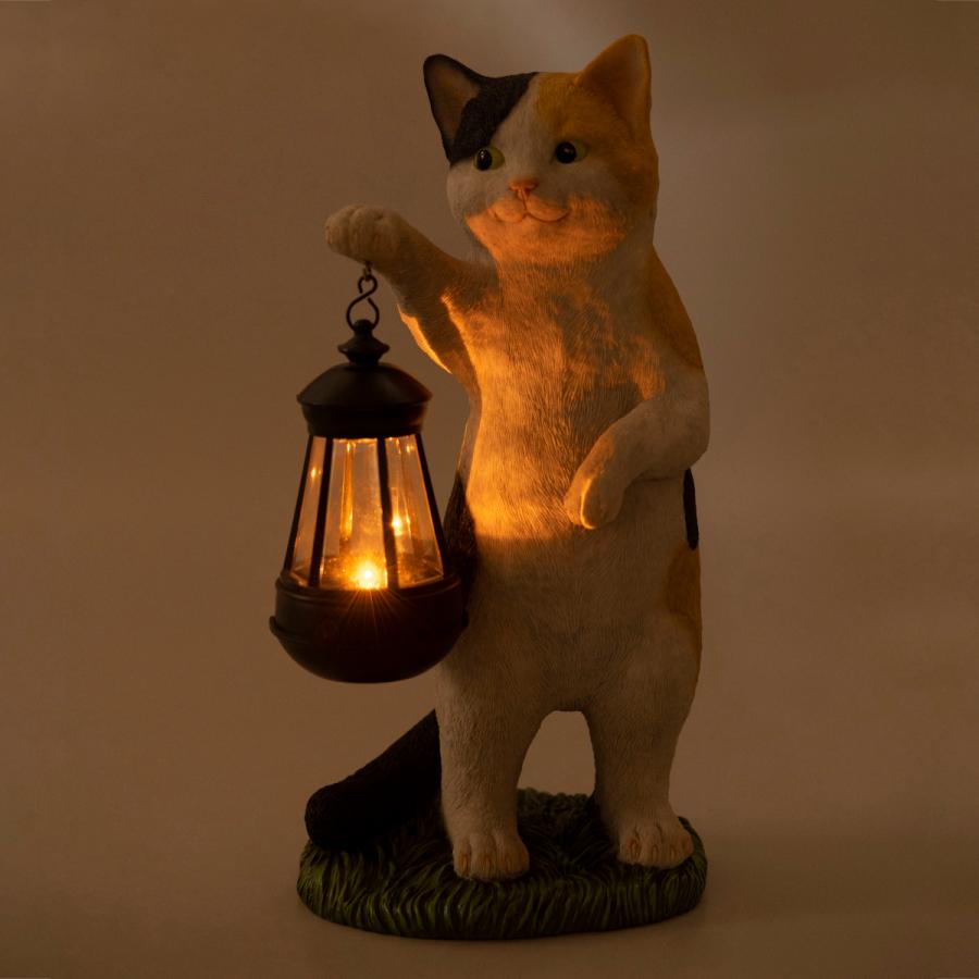 ガーデンオーナメント CATミケ ソーラーオーナメント 光センサー LED