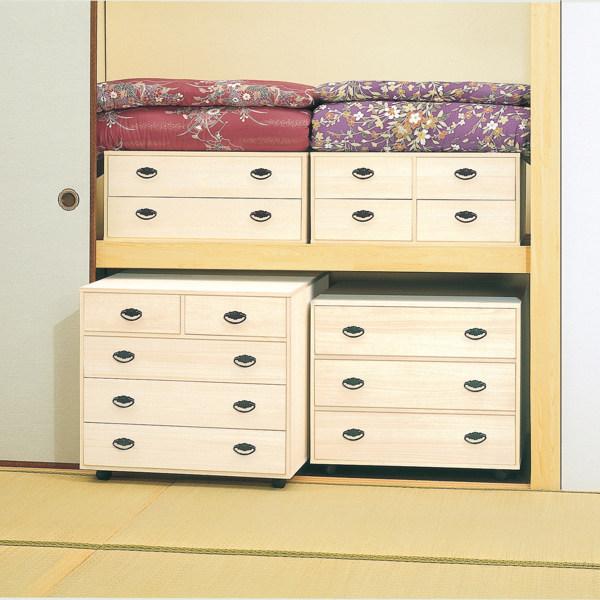 押入れ収納 総桐タンス　引出し3段4個 天然木(桐無垢材）キャスター付き gb-0020_03.jpg