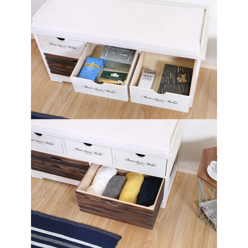 不二貿易（Fuji Boeki） ベンチ 幅90cm 収納 アンティーク調 木製 桐